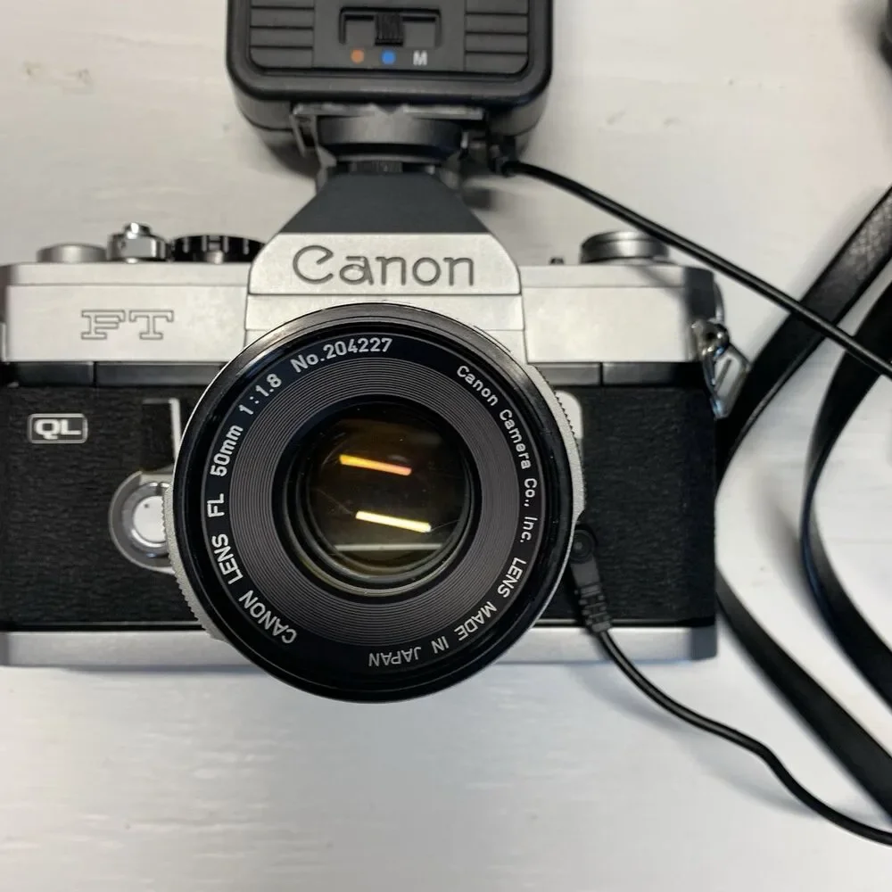 Canon TL QL 35mm Film SLR Camera w. FL 50mm 1:1.8 Lens -Light- Not Tested - USA